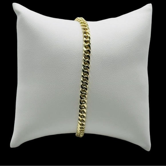 10k Real Yellow Gold Royal Miami Cuban Bracelet 5mm Link 7.5" Inch Lobster Lock - Picture 4 of 5